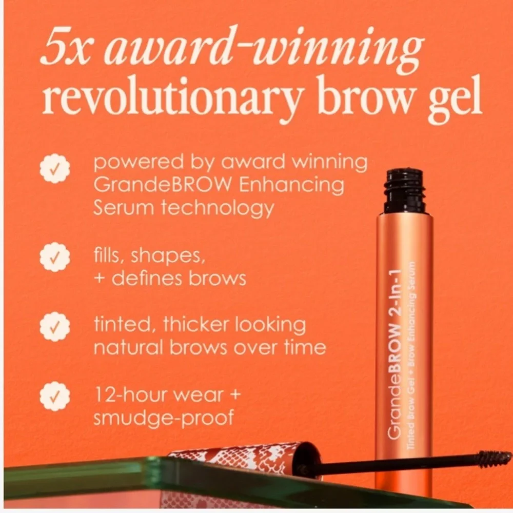 NIB GrandeBROW 2-In-1 Tinted Brow Gel + Brow Enhancing Serum Medium 0.7ml - Picture 4 of 5